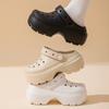 Zuecos Estilo Casa de Nieve Nuevos para Mujer, Pantuflas Cerradas de Suela Gruesa para Exteriores, Antideslizantes Transpirables que Aumentan la Altura 5cm Chanclas para Playa y Humedad