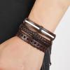 Fabricantes populares de joias europeus e americanos fornecem pulseira de couro trançado vintage, kit de combinação DIY simples, pulseira de couro sintético