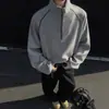 Sudadera de cuello alto a media altura de peso pesado americano para hombre Otoño Ajuste Limpio Marca de Tendencia Guapo Holgada Chaqueta con Media Cremallera para Pareja de Tendencia