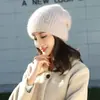 Novo chapéu de tricô de lã outono e inverno para mulheres, quente e grosso, com proteção para as orelhas, moderno e versátil, faz o rosto parecer menor, chapéu slouchy