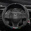 Adecuado para cubiertas de volante Honda City, modelos 2009-2019, cuero genuino, para todas las estaciones, cubierta de volante de gamuza de fibra de carbono