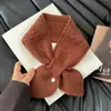 Bufanda Pequeña de Punto Cruz de Color Mixto Dulce para Mujer Otoño e Invierno Nuevo Estilo Coreano Versátil Cálida Bufanda de Lana para la Columna Cervical