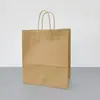 Bolsa de Tote de Papel Kraft Simple de Color Sólido Color Múltiples Especificaciones Bolsa de Empaque para Llevar Bolsa de Regalo de Gran Capacidad para Centro Comercial