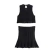 Roupas Femininas Europeias e Americanas Transfronteiriças AliExpress Venda Quente Moda Casual Tricô Vazado Sem Mangas Conjunto