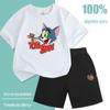 Conjunto de Moda Verão Tendência para Meninos à Pronta Entrega Streetwear Infantil Puro Manga Curta Shorts Conjunto de Duas Peças