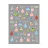 Adesivos de nail art em relevo Redanco5D, apresentando um brilho semelhante a uma concha, design de árvore de Natal e padrão de toalha de mesa, perfeitos para decorar unhas e agendas. He2020