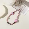 Cadena para Teléfono Móvil Estilo Ins Japonés y Coreano Cuadros Estrellas Rosa Dulce Cuerda de Teléfono Móvil Hecha a Mano con Cuentas Colgante de Mochila Ccd de Nicho