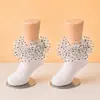 Calcetines de Malla con Lunares y Encaje para Niñas Verano Finos Calcetines de Baile para Niños Estilo Princesa Calcetines de Algodón Transpirables Cortos