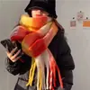 Bufanda para Mujer Otoño e Invierno Estilo Coreano Nuevo Estilo Europeo y Americano Engrosada de Moda Hilo Circular Cuadros Arcoíris Cálida para el Cuello Moda