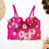 Agite Rápido Ao Vivo Online Flor Tridimensional Famosa Alça de Ombro Roupa Externa Sem Sutiã Estilo de Palco Top Garota Quente Unhas de Fada Tubo de Contas Top