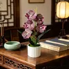 Decoración para el Hogar Orquídea Mariposa de 5 Flores Planta en Maceta Vertical Arreglo de Escritorio Interior Flor Artificial Bonsái Artificial Adorno Pequeño