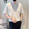 FW10350 2025 novo dono de loja cara social vento camiseta gola Henli manga curta slim business verão masculino
