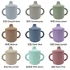Taza de Aprendizaje para Bebés con Popote de Silicona Taza de Beber Agua con Tapa Antipolvo y Anticaídas Taza para Snacks de Silicona de Grado Alimenticio Punto Transfronterizo