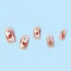 Pegatinas de Uñas Portátiles de Moda, Suaves y Lindas, Uñas Acabadas de 24 Piezas, Rubor en Forma de Corazón de Venta Caliente Transfronteriza, Arte de Uñas con Pedrería