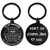 Llavero con letras de acero inoxidable "No hagas estupideces", regalo de Navidad para padres e hijos.