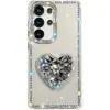 Funda para Teléfono Móvil con Soporte de Corazón de Piedra Preciosa Flash Diamond IMD Adecuada para Samsung S25Plus Niche A56 Estilo Girly A17/A07