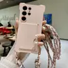Funda de teléfono con cordón de tres cuerdas y hebilla de color para Samsung S24ULTRA, tarjetero S23FE A14/A34