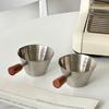 Taza de Extracción de Acero Inoxidable 304 Transfronteriza con Mango de Nogal, Taza Medidora de Espresso con Escala, Taza de Onzas Líquidas