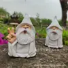 Anão de Barba Branca com Dedo Médio Levantado, Sozinho, Estatueta de Decoração de Jardim, Estátua de Gnomo, Boneca de Artesanato em Resina