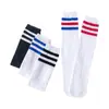 Calcetines de Estudiante con Tres Rayas, Calcetines Deportivos de Poliéster-Algodón de Media Pantorrilla, Calcetines de Fútbol Hasta la Rodilla, Calcetines Largos para Niños