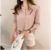 Nueva Moda Coreana Verano y Otoño 2025 Talla Grande Cuello Redondo Camisa a Rayas Top de Manga Tres Cuartos para Mujer Camisa Casual Holgada