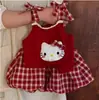 Lindo Conjunto Rojo a Cuadros para Niñas Elegante Camisola de Gato + Shorts a Cuadros Conjunto de Dos Piezas Nuevo de Verano para Bebé Niña