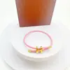 Fivela em Forma de I Dourada Rígida 3D Galvanizada a Cobre com Corda de Aço Pulseira de Mão Ajustável à Prova d'Água e Suor Pronta para Venda