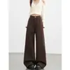 Jeans Anchos Color Marrón Maillard para Mujer, Nuevo Estilo Otoño Temprano 2026, Tiro Alto, Corte Holgado, Adecuados para Cuerpo Tipo Pera, Pantalones de Largo Completo