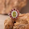 Anel de Amethysto Natural, Citrino e Peridoto, Anel de Girassol em Prata de Lei S925 com Pedras Coloridas, Anel Feminino, Direto da Fábrica Fonte