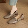 Zapatos de Tacón Grueso de Medio Empeine para Mujer, Mocasines Slip-On de Punta Cuadrada con Camelia Suave Gigante, Estilo Francés que No Cansa los Pies
