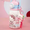 Caneca Térmica Portátil Fofa da Família Sanrio com Alça, Copo de Bebida Ajustável para Crianças com Alça Dupla