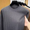 Suéter de tricô estiloso no estilo "old money", gola redonda, mangas compridas, moda outono/inverno masculino, peça básica versátil, disponível para drop shipping