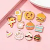 Encantos de Bolsa para Colgantes de Pulsera y Collar, Accesorios de Esmalte, Serie de Comida de Croissant y Papas Fritas Estilo Coreano