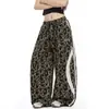 Pantalones de Pierna Ancha con Estampado de Leopardo Retro Americano para Mujer, Nuevos, Sueltos, Adelgazantes, Estilo Plátano, Chica Popular, Pierna Recta, Rayados, Casuales, Largos