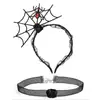 Set de Diadema y Collar para Halloween, Diadema de Telaraña, Accesorios Festivos para Fiesta, Pasadores, Accesorios Populares para el Cabello para Tomar Fotos