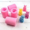 Cuatro tipos de molde de silicona para chocolate de conejo DIY molde para decoración de pasteles molde para accesorios de pegamento de gota molde para velas
