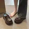 Pantuflas de Baotou para Mujer Ropa de Exterior 06 Otoño/Invierno Nuevas Mocasines Perezosos de Suela Gruesa para Aumentar la Altura de Personas Bajas Zapatos Individuales Birken