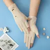 Guantes de Protección Solar para Mujer, Estilo Delgado de Media Dedos para Primavera y Otoño, Antideslizantes, Sin Dedos, Pantalla Táctil, Lindos Guantes de Algodón con Protección Solar para Ciclismo y Conducir
