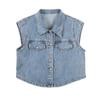 Chaleco de Mezclilla de Moda para Mujer Verano Delgado 2024 Nuevo Estilo sin Mangas Corto Top de Chaleco para Hombres Pequeños