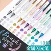 Caneta Metálica Perolada de Ponta Dupla Extremamente Fina Caneta de Tinta com Ponta Macia Caneta de Assinatura Especial para Álbum DIY de Estudante Cartolina Preta Glitter