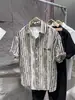 Camisa Rayada de Manga Corta de Verano de Gama Alta Camisa Casual Elegante de Moda para Hombre Estilo Japonés Camisa de Marca de Moda Camisa Juvenil