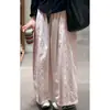 Pantalones anchos curvos vintage gris oscuro relajados para mujer, nuevo estilo verano 2026, de cintura alta, holgados, adelgazantes, cropped casuales