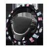 2024 nuevo sin anillo interior algodón y lino estampado funda para volante de coche huellas de gato leopardo mariposa mapache transfronterizo