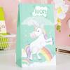 Bolsa de papel kraft gruesa de 100 g exclusiva transfronteriza, bolsa de dulces para fiesta de cumpleaños con diseño de unicornio de dibujos animados, bolsa de regalo de comida