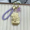 Nuevo Modelo Oro Puro 999 Oro Atrae Fortuna Flor Dinero Llavero Cordón de Cuero Cadena para Teléfono Colgante Decoración de Bolso Regalo