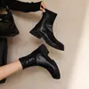 Botas cortas elásticas de comercio exterior transfronterizas para otoño e invierno, versátiles de punta redonda, tacón grueso, suela suave, botas negras adelgazantes para mujer, botas marrones de moda