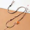 Fio para Pingente de Joias DIY Fino, Acessórios de Jade Hetian Tecidos à Mão, Pingente de Ouro e Jade, Fivela da Paz, Cordão de Couro Encerado