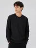Nova blusa de moletom estilo americano com gola Henley de manga comprida para homens, um top casual simples, de cor sólida, versátil e confortável em mistura de lã com gola redonda para outono e inverno