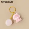 Llavero de Piedra Pulida de Cristal Amarillo Natural Transfronterizo, Colgante de Cristal de Muñeco de Peluche, Accesorio de Bolsa Creativo de Moda al por Mayor