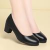Una generación de zapatos de trabajo de azafata, zapatos de cuero negro para mujer, zapatos de trabajo de tacón grueso para mujer, zapatos de entrevista de carrera cómodos con suela suave